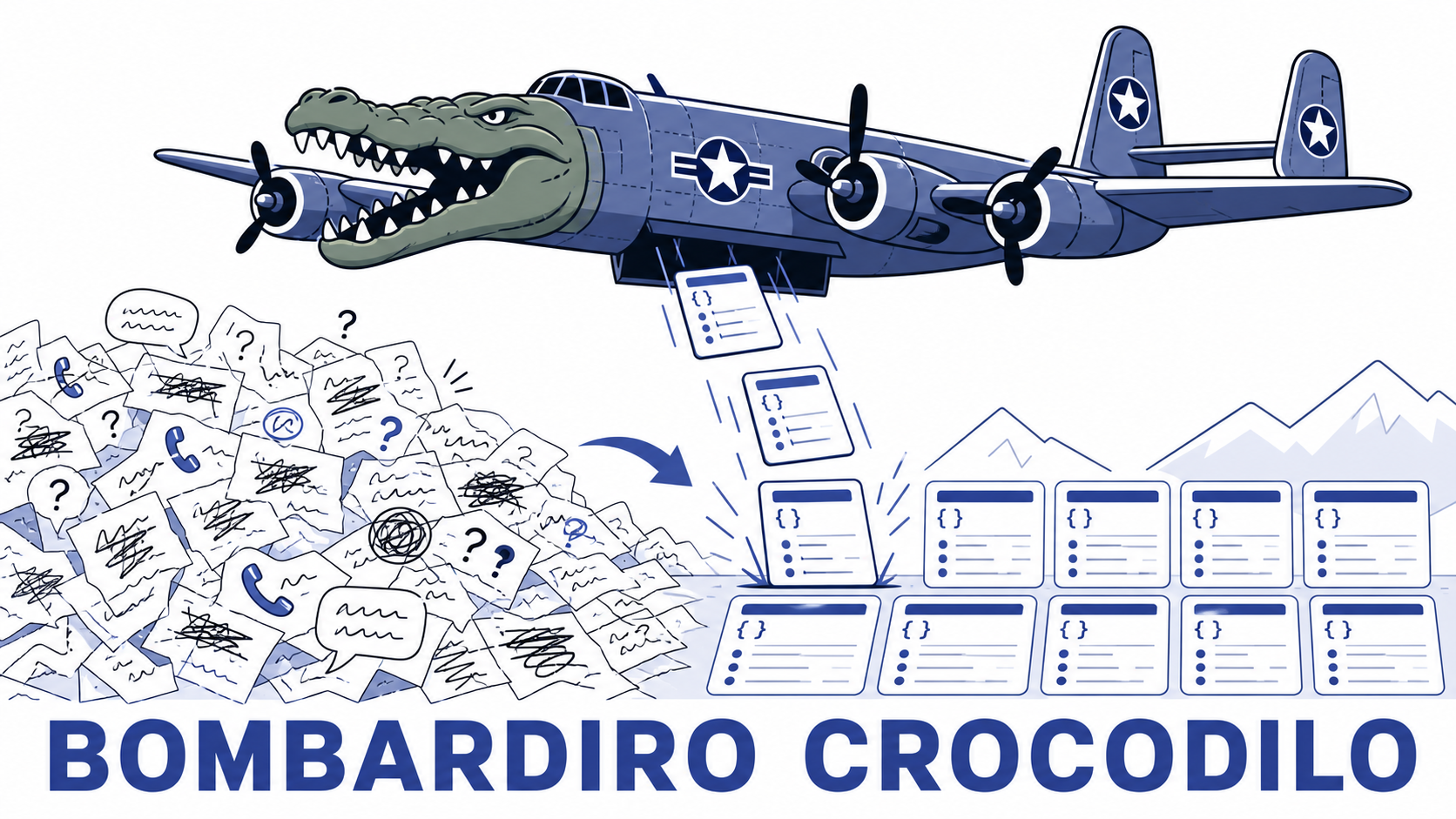 Bombardiro Crocodilo bombing transcripts into JSON
